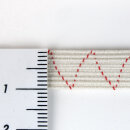 5 m Bio Einziehgummiband - 10 mm - ecru/Rotfaden