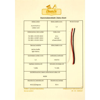 Stammdatenblatt Bio Gummischnur - 1,1 mm