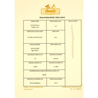 data sheet Organic elastic cord - 1.4 mm - ecru