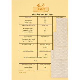 data sheet Organic cotton strap - inelastic - ecru - 30-45