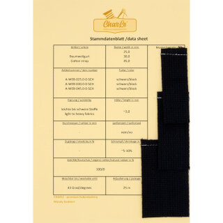 data sheet Organic cotton strap - inelastic - black - 30-45