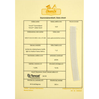 data sheet Tencel™ elastic - 13.0 mm - white lustrous - single fleece - sanforised