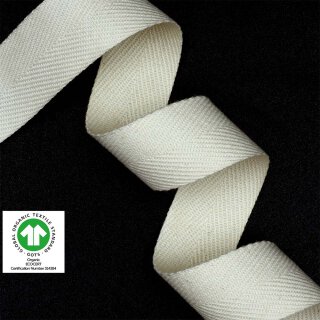 Organic twill tape – 25 mm – inelastic – ecru – SZ – GOTS